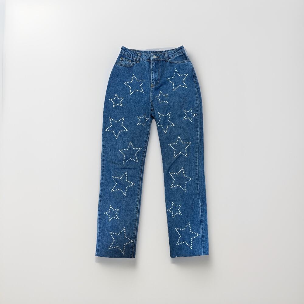 Nastygal Jeans Size 0 Studded Star Americana Festival Rodeo High Rise